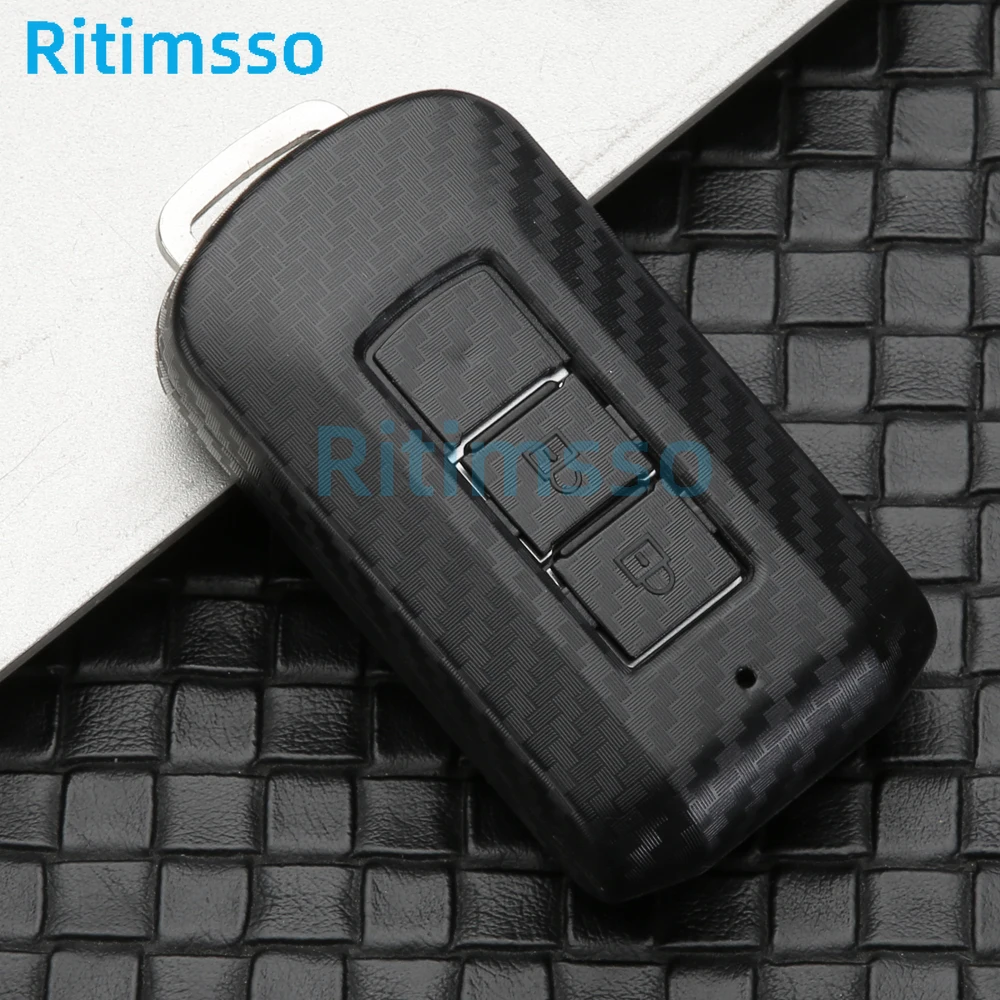 ABS Carbon Fiber Car Remote Key Full Cover Case For Mitsubishi Outlander Lancer Eclipse EX ASX Cross Colt Grandis Pajero Holder