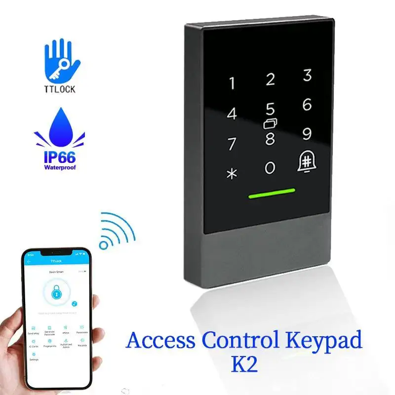 IP66 Waterproof TTLock Fingerprint Access Control System Bluetooth Keypad Reader K2