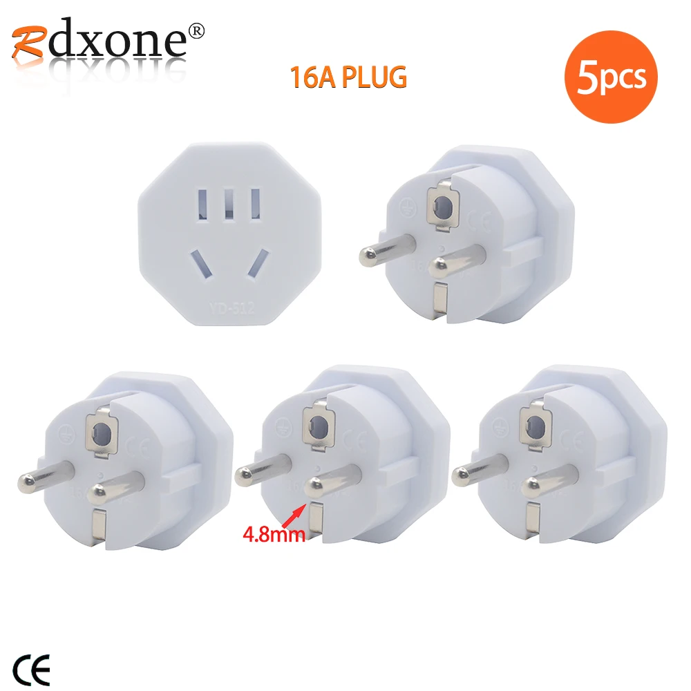 【Upgraded 】EU Plug Adapter 16A EU converter 2 Round Pin Socket Wall Socket AC 250V Travel Adapter plug