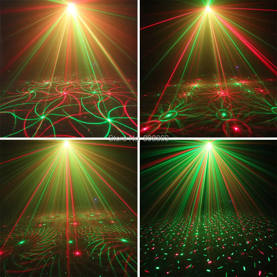 ESHINY-Télécommande R & G Laser 4Patterns Projector, DJ Party Effprotected Light, Dance Chang Bar, Holiday Home, Coffee, Christmas Stage Show, L20N7