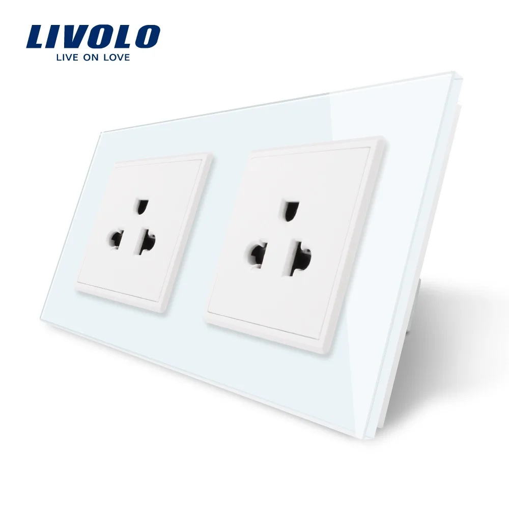 LIVOLO, Manufacturer, 16A US Standard, Wall Electric / Power Double Socket /Plug, Crystal Glass Panel,VL-C7C2US-11