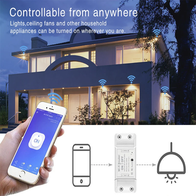 UBARO Tuya Wi-Fi Smart Home Breaker Switch App Remote Voice Support Control Google Assistant Alexa Intelligent Module Ac100-240V