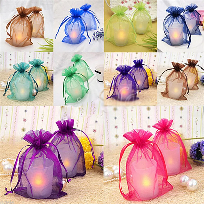 50pc Organza Gift Bags Jewelry Candy Bag Wedding Favors Bags Mesh Gift Pouches