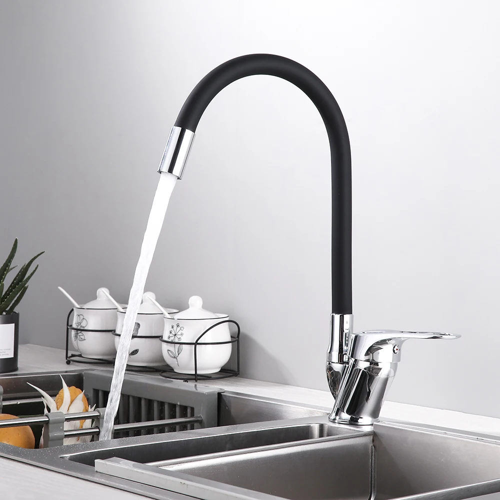 Imagem -02 - Mynah Colorido Flexível Silicone Cozinha Pia Mixer Soft Tube Kitchen Faucet Moda 360 Graus Fria e Água Quente Torneira