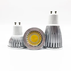 Super brilhante GU10 COB LED Spotlight, lâmpadas reguláveis, luz branca quente, 85-265V, 6W, 9W, 12W, GU10