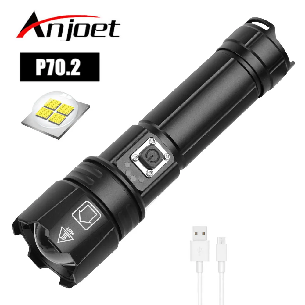 

Anjoet xhp70.2 Powerful led flashlight power bank function usb charging Stretch zoom 18650 or 26650 rechargeable torch