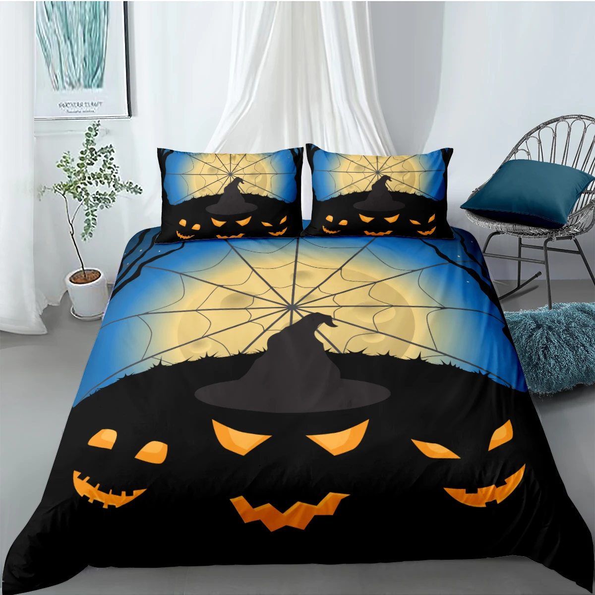 

3D Festival Beddings Quilt Cover Set Halloween Comforter Covers and Pillow Cases Full Double Single Twin Queen Size 140*210cm