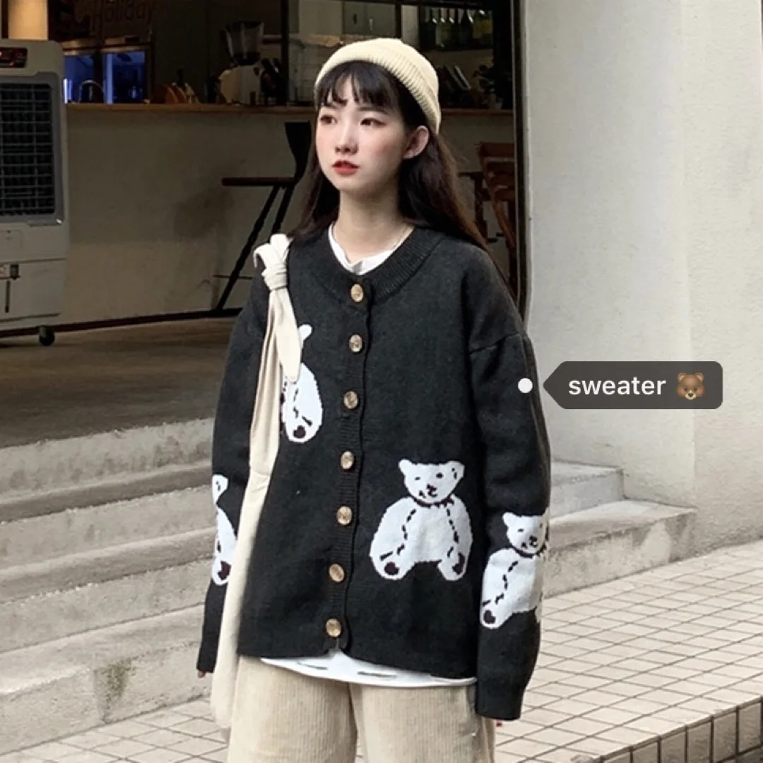 

Autumn new sweater coat female Han Feng cute girl soft cute bear loose college sweate