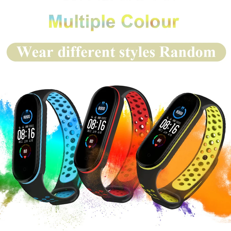 سيليكون حزام ل mi الفرقة 3 4 5 6 سوار شاومي تنفس miband 4 6 المعصم حزام اثنين اللون الرياضة استبدال اكسسوارات