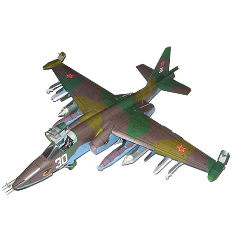 47*43cm Sukhoi Su-25 Frogfoot Fighter Aircraft DIY 3D Paper Card Model Building Sets Educational Toys Military Model 1:33