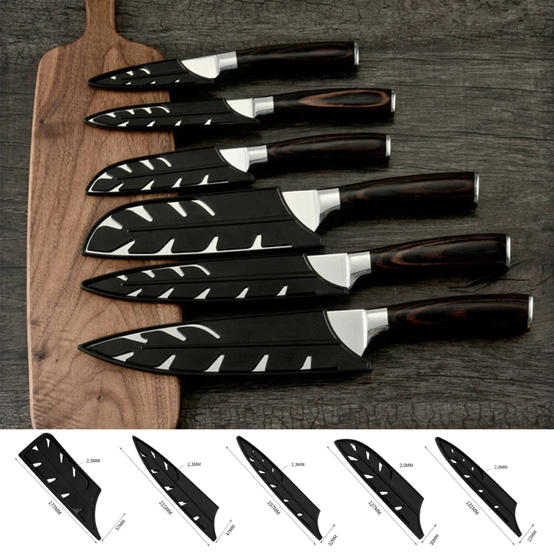 Black Plastic Knife Covers Knife Blade Protector Cover Edge Guards Case Safe Kitchen Gadgets Accessory