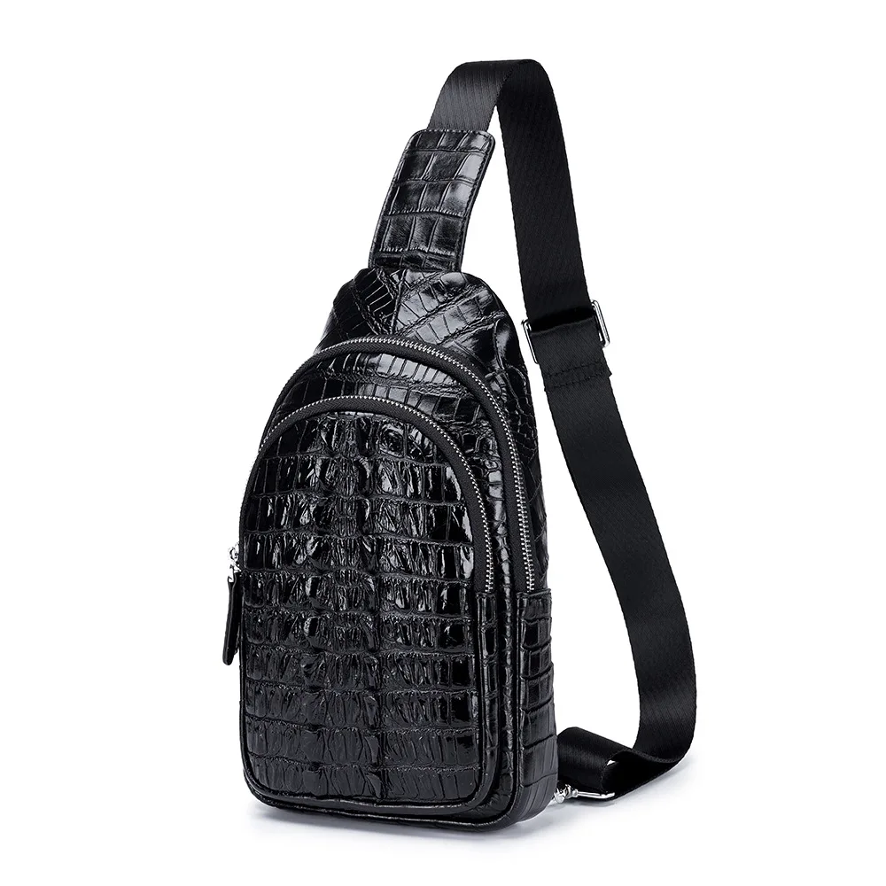 Man Genuine Leather Chest Bag ALLIGATOR High Quality Mens Sling Bag Retro Luxury Mens Messenger Bags Big Capacity Shoulder Bags