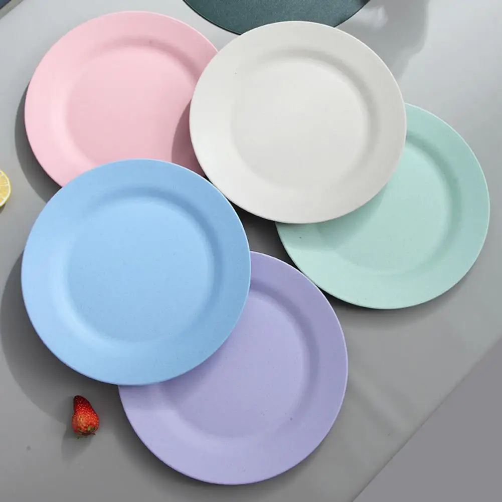 25cm Plates dinnerware Wheat Straw Plates Unbreakable Lightweight Dinner Plates Reusable plastic plate Set Set Dinner Plates