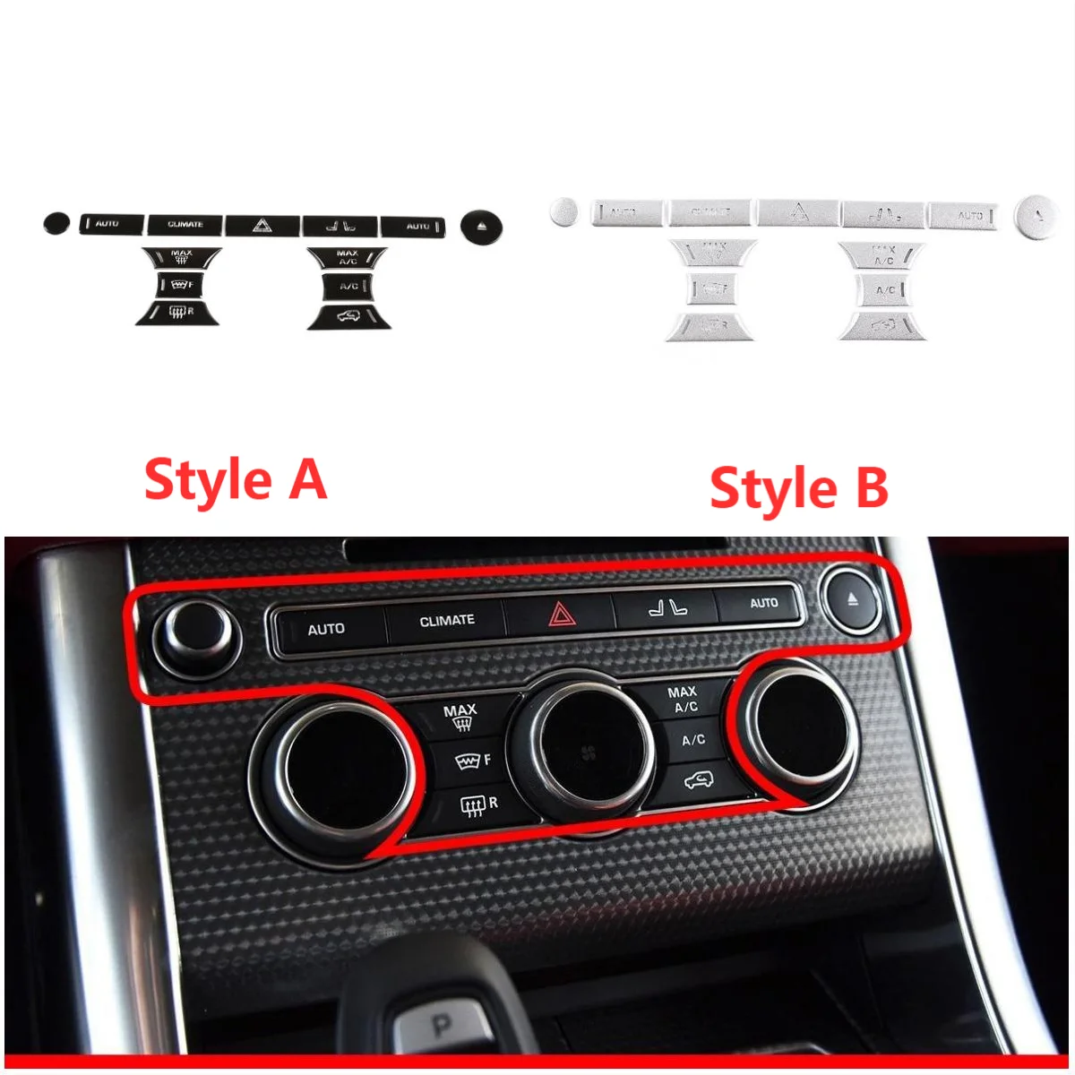 

Central Control Air Conditioning Button Patch Decorative Sticker Car Accessories For Land Rover Range Rover Sport Vogue 2014-17