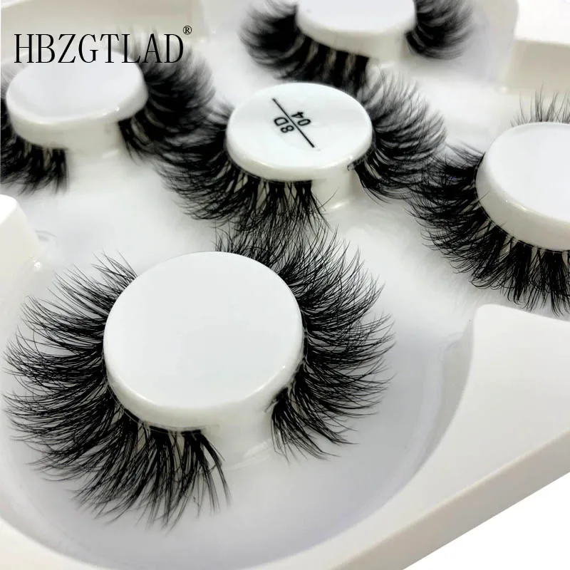 New 5 pairs Mink Eyelashes Clear Band Eye Lashes Crisscross Transparent Band False Eyelashes Handmade Dramatic Lashes Upper Lash