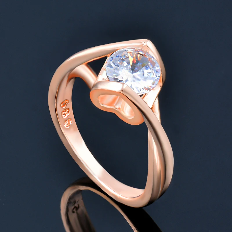 KIOOZOL 585 rose gold color wedding rings for women bridal engagement fashion jewelry