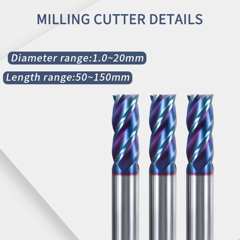 4 Flute 1Mm-12Mm HRC65 Carbide End Mills, End Mills, Alloy Tungsten Steel End Mills, End Mills, CNC Machine Tools, End Mills