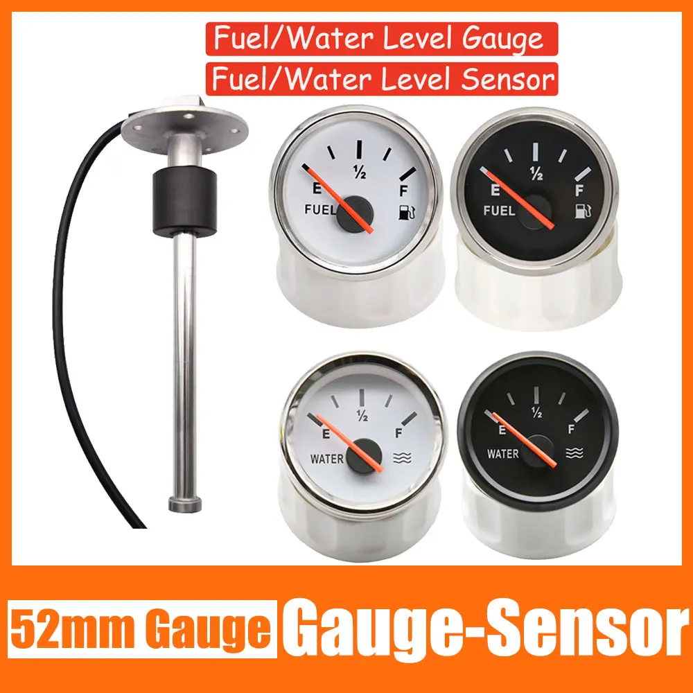 

52mm Universal Fuel Level Gauge for Boat Yacht Marine Water Level Meter Fuel Sender Unit Water Level Sensors 0-190ohm fuel gauge