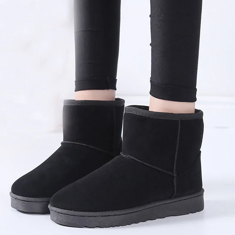 Winter Women\'s Short-Tube Snow Boot Plush Warm Women Shoes Suede Round-Toe Flat Heel Ankle Boots botines mujer 2023 WSH4267