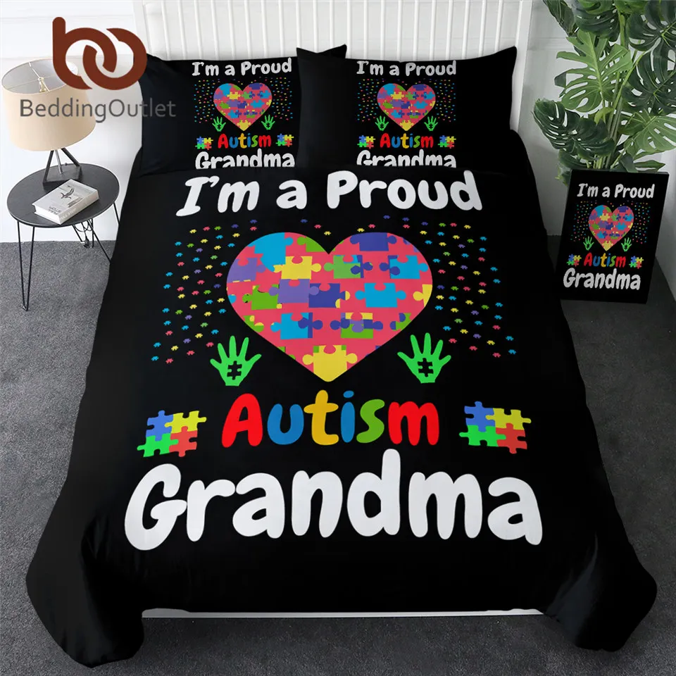 BeddingOutlet Jigsaw Duvet Cover Autism Bedding Set Colorful Heart Home Textiles From Grandma Watercolor Bedclothes For Child