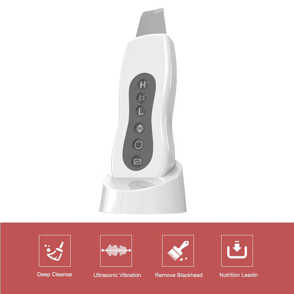 

Ultrasonic Face Skin Scrubber Sonic Pore Cleaner Face Cleaning Blackhead Acne Removal Deeply Clean Tool Peeling Facial Massager