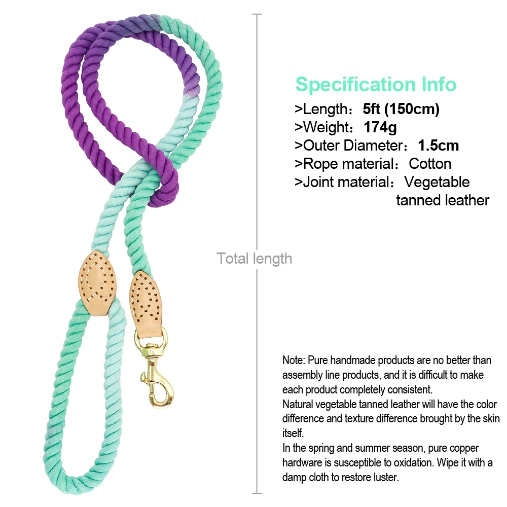 150cm Dog Leash Round Cotton Dogs Lead Rope Colorful Pet Long Leashes Belt Outdoor Dog Walking Training Leads Ropes