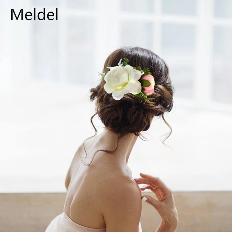 Medel-Accesorios de joyería para boda, tocado de tela para el pelo de novia, flor de 6 colores, accesorios para vestido de tostado, tocado hecho a mano para novia