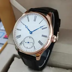 GEERVO No logo Rose gold case 44mm Manual mechanical men's Watch Rome number dial blue hand 6498 Movement ST3621 Movement G130