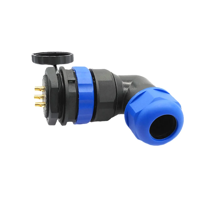 SP20 elbow angle connectors cable waterproof connector 1p /2/3/4/5/6/7/9/10/12/14Pin IP68