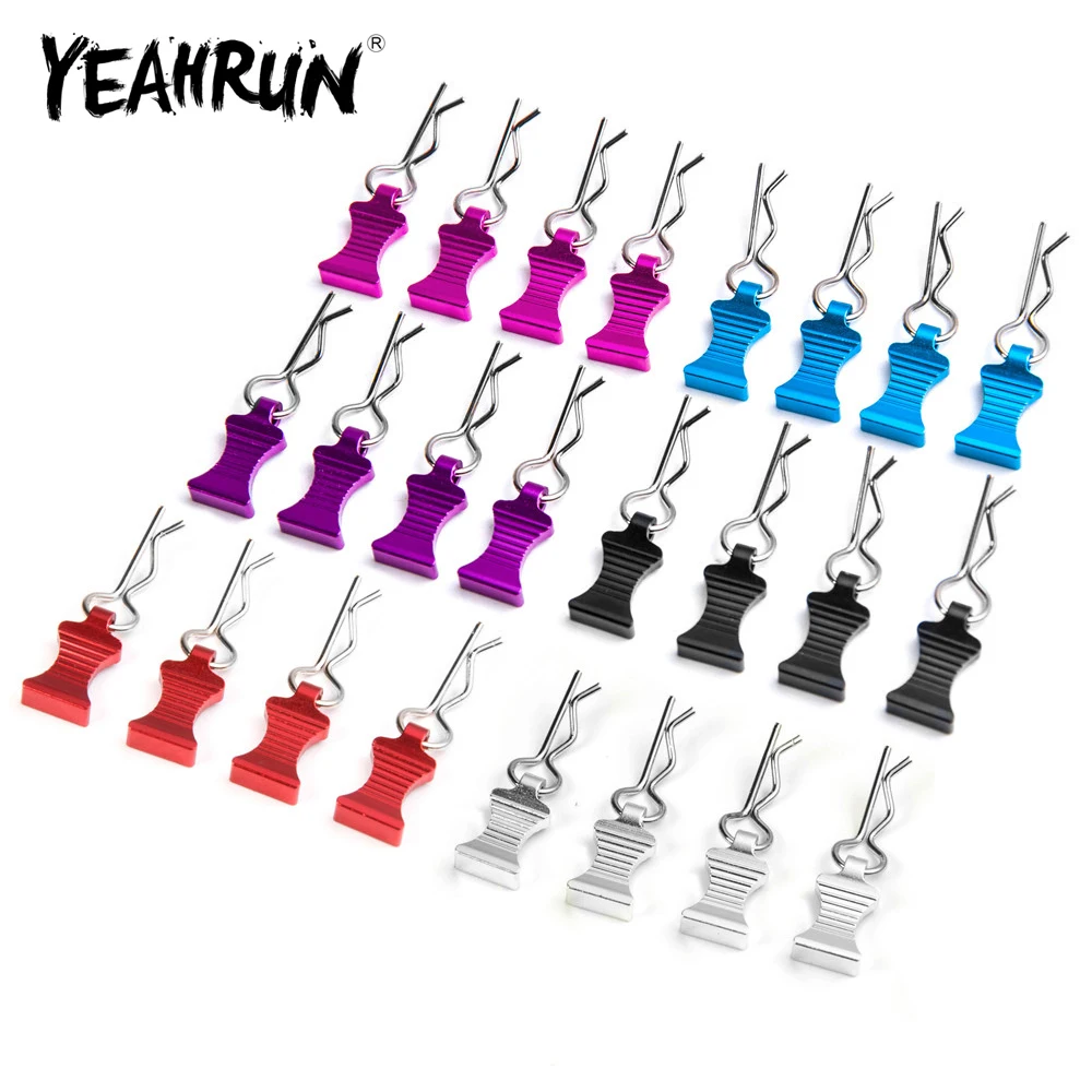 YEAHRUN 4Pcs clip per carrozzeria di tipo R con supporto in alluminio per Axial SCX10 TRX-4 1/8 1/10 1/12 RC parti del modello di auto