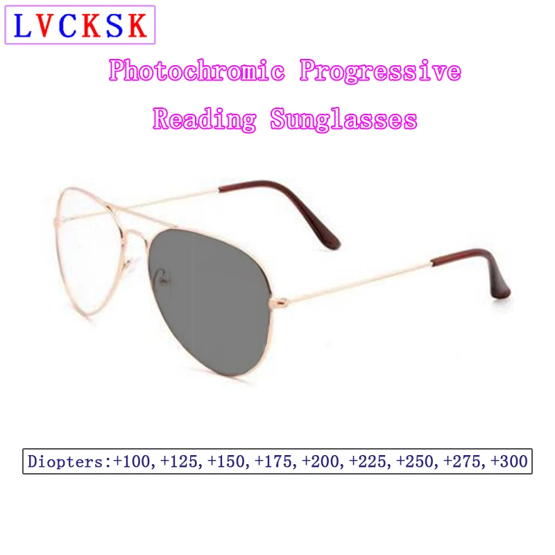 

Intelligent Photochromic Progressive Reading Glasses Magnifier Women Men Presbyopic Pilot Sunglasses Look Near Far Eyeglasses N5