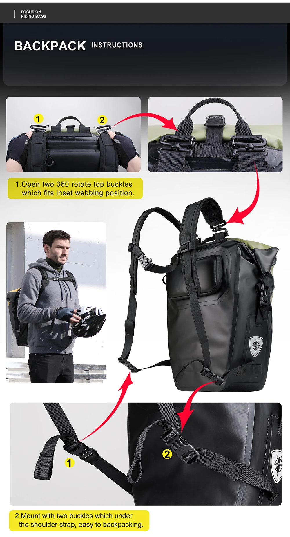 Rhino walk Bike Packt asche wasserdicht 27l Fahrrad Side Pack multifunktion ale Rücksitz Radfahren Travelling Storage Bikepacking – Detail 27