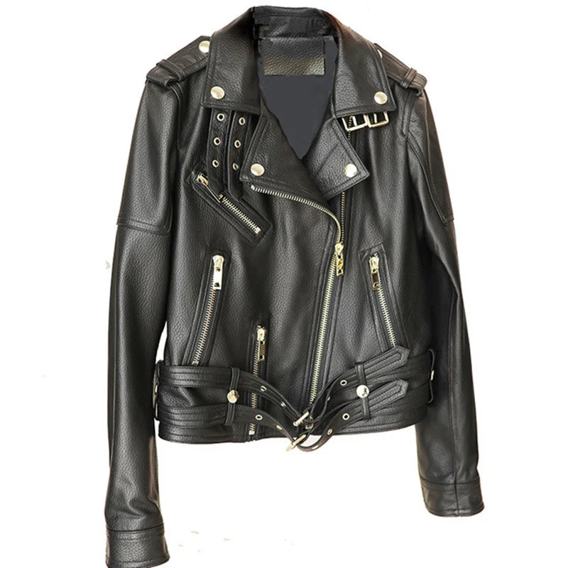 Marca de luxo 2023 couro genuíno mulheres jaqueta senhoras casaco pele carneiro real novo outono inverno motocicleta motociclista outwear preto