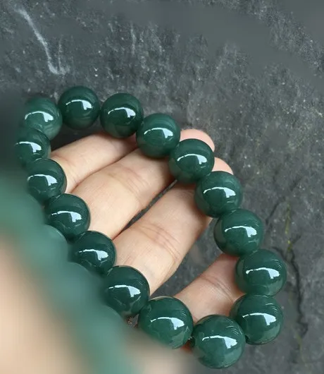 Natuurlijke Myanmar Groene Hand Gesneden Ronde Kralen Armband Emerald Jadeite Jade Bangles Sieraden Lucky Accessoires Unisex