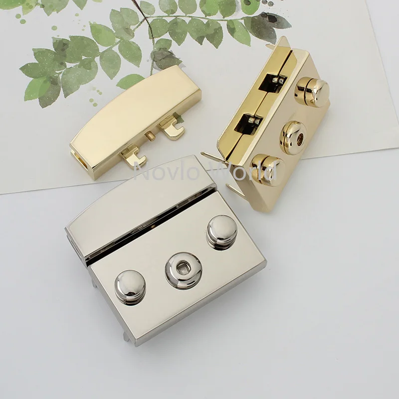 2-10pcs 51*48mm Silver Light Gold Pressed Lock Covert Push Locks Snap Clasps Closure for Women Purse Handbag Bag