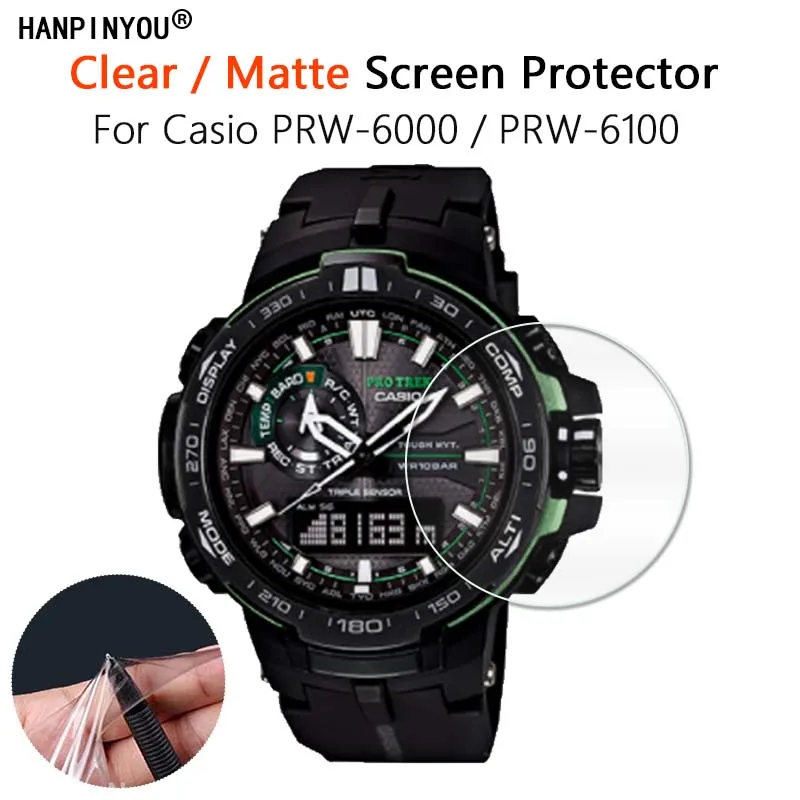 10Pcs For Casio PRW-6000 PRW-6100 PRW6000 PRW6100 Smart Watch Clear Glossy / Matte Screen Protector Soft Film Not Tempered Glass