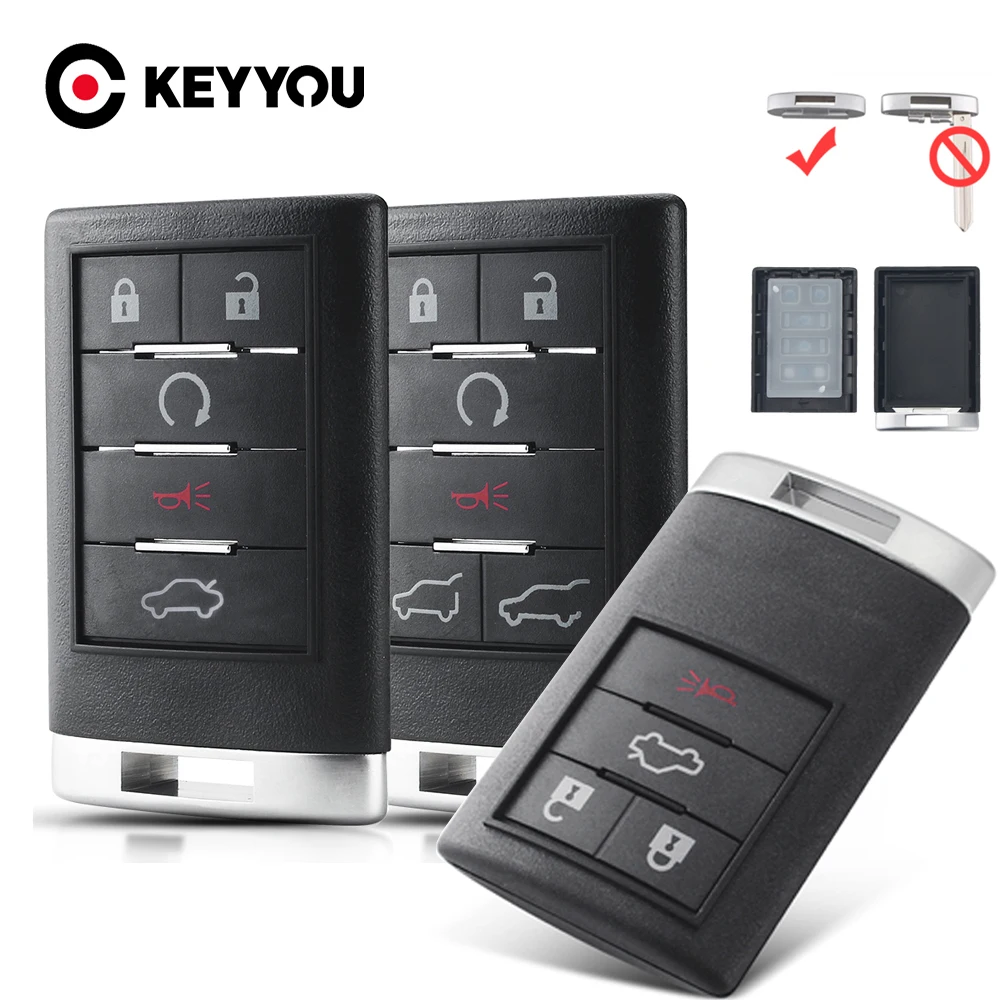 KEYYOU For Cadillac CTS 2008 2009 2010 2011 2012 2013 SRX 2007 2008 2009 Remote Car Key Fob 4/5/6 Buttons