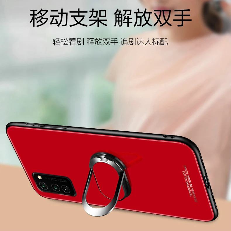 حافظة لهاتف سامسونج S20 بلس جالاكسي S21 غطاء من الزجاج المقسى الترا مع حامل مغناطيسي حلقي لهاتف سامسونج S20 S10 Plus S10e Capa