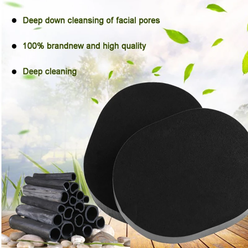 Black Bamboo Charcoal Face Clean Sponge Wood Fiber Face Wash Makeup Puff