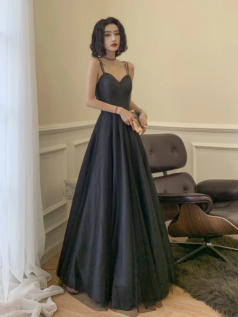 

Black Evening Dress Female 2020 New Banquet Noble Elegant Prom Dresses a Line Floor Length Banquet Party Dress Haute Couture