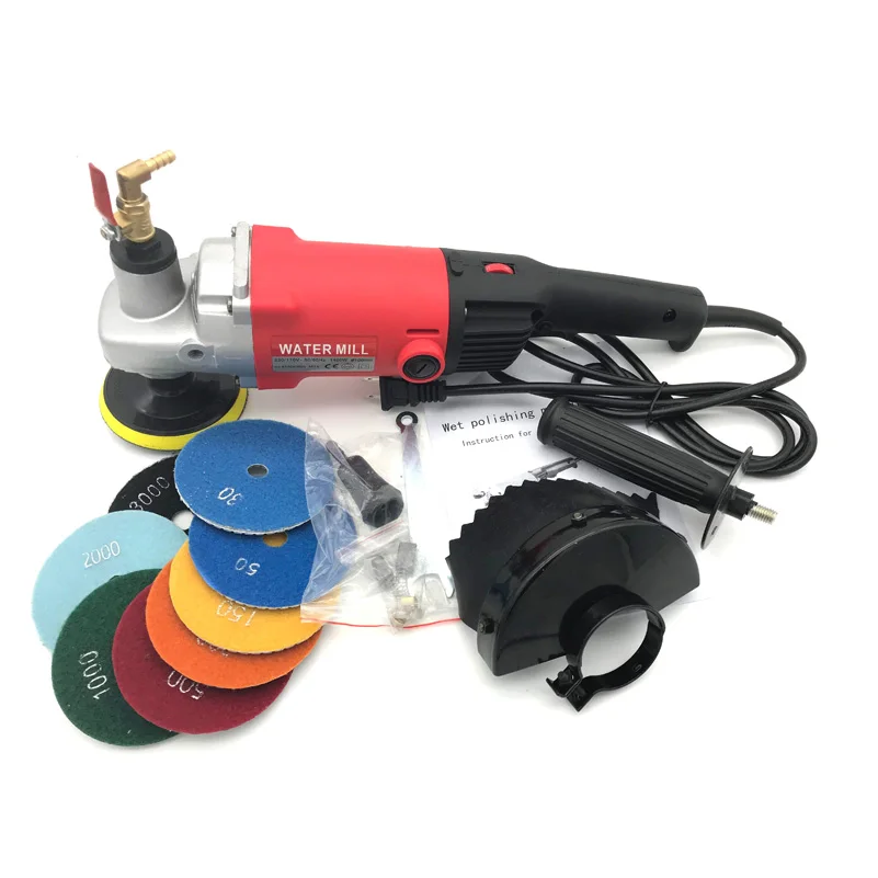 Polisher grinder 1400w Electric marble granite wet Stone  sander Hand Grinder Water Mill Variable Speed c/w 7 pcs polishing Pad