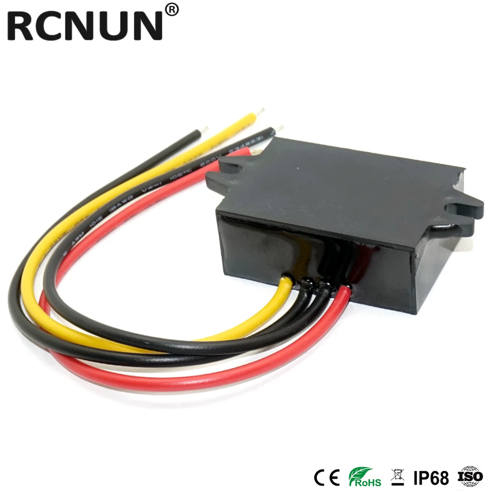 RCNUN 12V to 5V 24V to 5V 3A 5A 10A Step Down DC DC Power Converter 8-36V Buck to 5V Switching Power Supply for Car LED