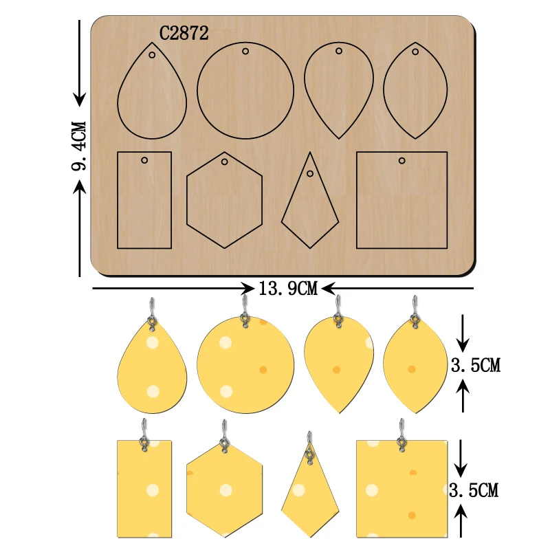 

Wooden Earring Cutting Dies for Scrapbooking, Multiple Sizes, Compatible with Most Die Cutting Machines, New, C2872