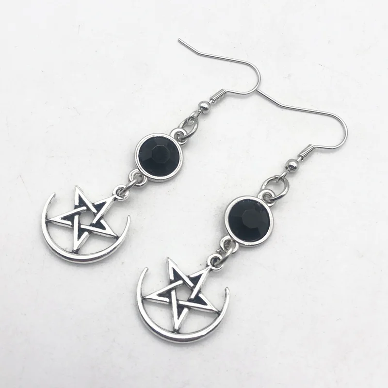 الهلال آلهة الأسود جوهرة الميلاد أقراط و الخماسي الساحرة القمر أقراط القوطية السماوية مجوهرات-الشمس مجوهرات #4