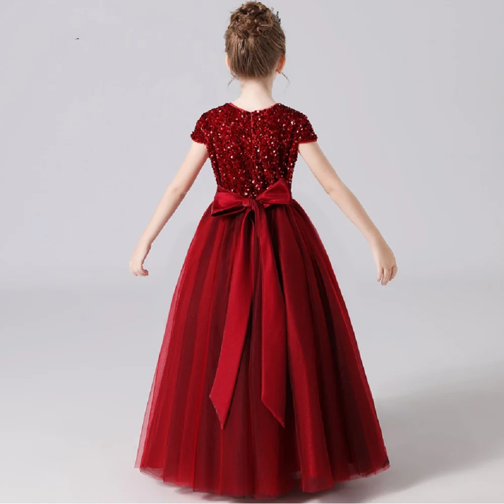 Dideyttawl-vestidos de flores personalizados para niña, vestidos de boda para dama de honor, lentejuelas de tul hinchadas, fiesta de cumpleaños, desfile, princesa