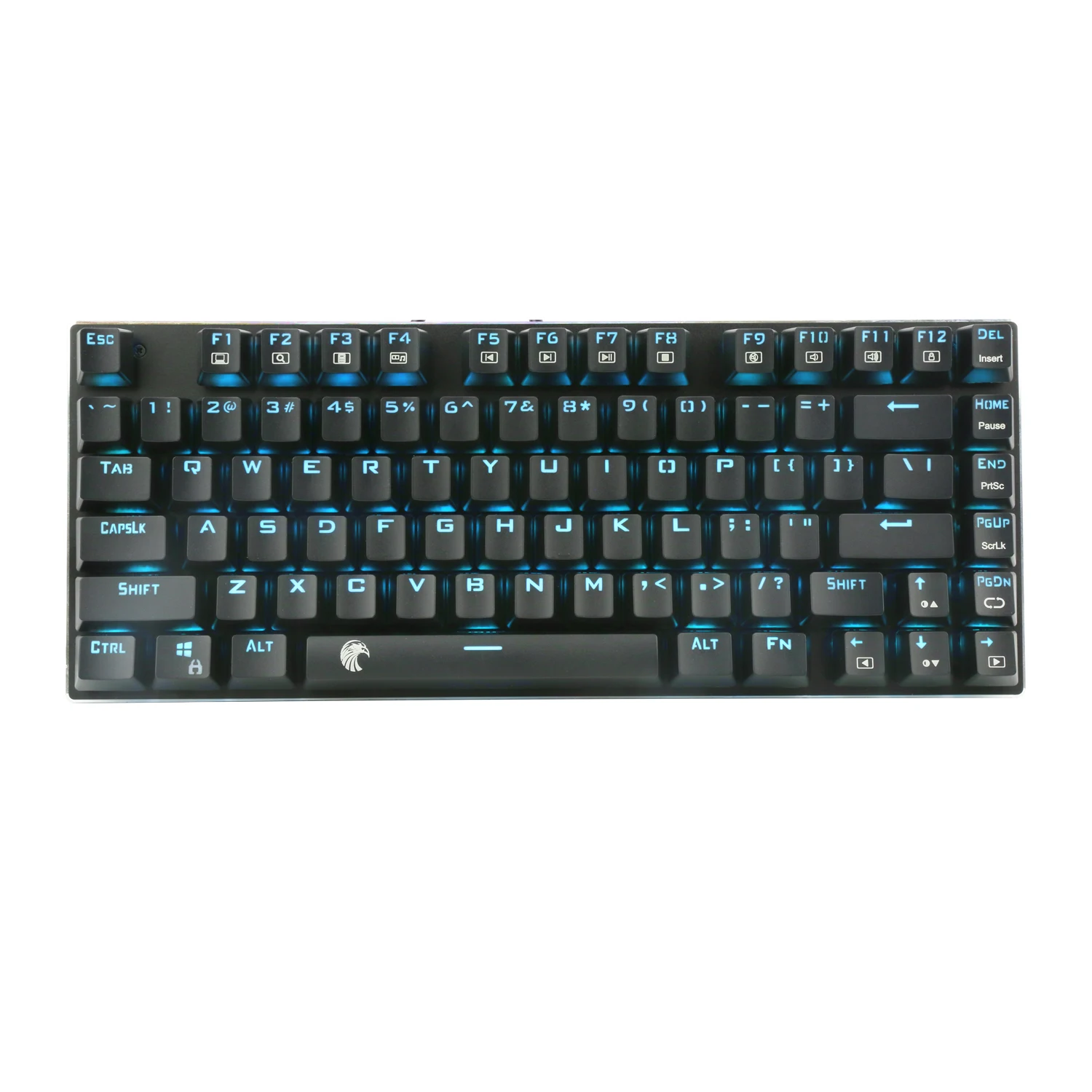 Mechanical Gaming Keyboard E-Element Z88 with Blue Switches Cyan LED Backlit Water Resistant Compact 81 Keys Anti-Ghost Black