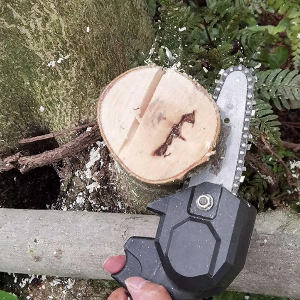 Mini 4-Inch Cordless Electric Protable Chainsaw With Protective Shield One-Hand Chainsaw Pruning Shears Saw