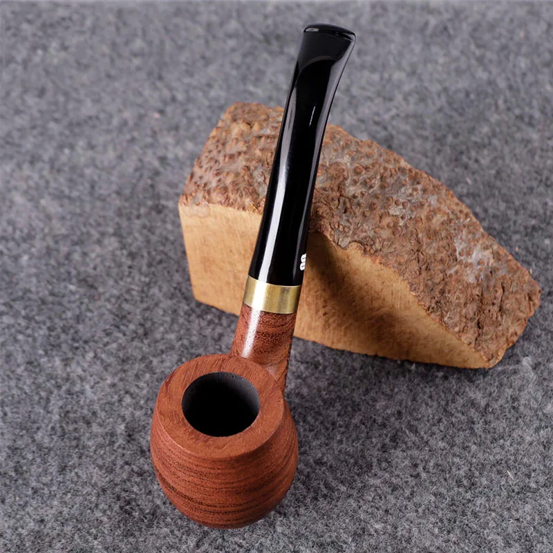 RU-10 Tool Accessories Kit Rosewood Tobacco Pipe with  Ring Decor Acrylic Mouthpiece Bent Smoking Pipe9mm Activate Carbon Filter