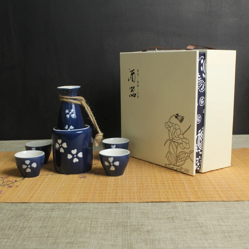 

Japanese style sake wineware ceramic household warm wine pot cup separator hand-painted yellow white wine set gift box