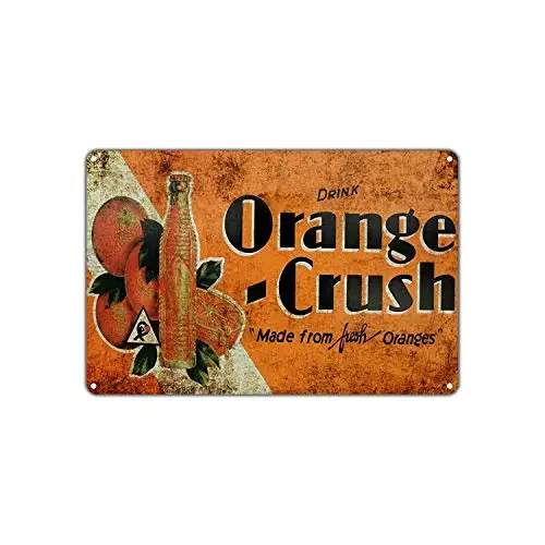 Drink Orange Crush Made from Fresh Oranges Retro Wall Home Decor 12x16 Metal Signs